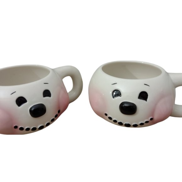 Figis Inc 2000 Vintage Snowman Face Mugs Cups Stacking Retro Kitschy Decor 2 Pc - Picture 3 of 6